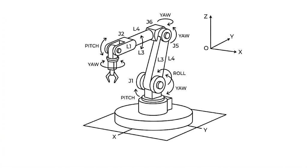 Articulated robot arm with rotating joints